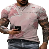 Leuncero Men T majice Kratki rukav Ljetni vrhovi Karta Print majica Basic Tee Crew Bluza Bluza Pink 5XL