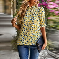 Ženska ljetna majica Top rucffle s kratkim rukavima cvjetna print casual bluza TOP Cvjetni