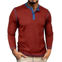 Wyongtao Muške majice s dugim rukavima pulover Dupkavice Džepne ležerne prilike Sportska majica Top bluza, vino XXXL