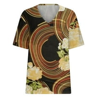 Yyeselk ženske ležerne ljetne vrhove Trendi kratkih rukava V-izrez udobne bluze modni digitalni ispis