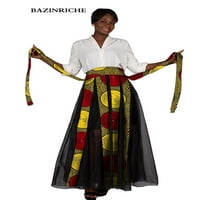 Afričke maxi suknje za žene Crni šifon patchwork pune dužine Afrička odjeća visoke struka za žene WY10092