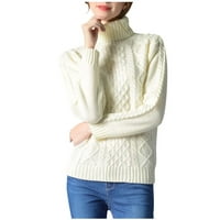Ženska kornjačasto vrat Čvrsta kolor rekreativni pulover pleteni džemper dugi rukavi