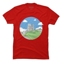 Dorset - Corfe dvorac Muški crveni grafički tee - Dizajn ljudi 2xl