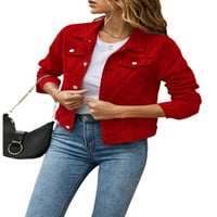 Sunost ženska vintage nestrpljiva traper jakna dugih rukava s dugim rukavima niz džemper sa džepom