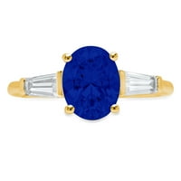 2.5ct ovalni rez simulirani plavi safir 18K žuti zlatni angažman kamena prstena veličine 4,75