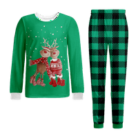 Porodica koja se podudara sa božićnim pidžamima Set Reindeer Green Buffalo plaćene veličine ispisa za djecu za kućne ljubimce-kućne ljubimce i hlače BodySuits Xmas PJs Sleep odjeća