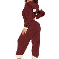 SkPabo ženska seksi gumba za stražnju stražnju zaklopke Onesies pidžama dugih rukava zip-up hoodie rompers spavanje zimsko toplo