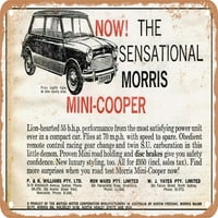 Metalni znak - BMC Morris Mini Cooper Vintage ad - Vintage Rusty Look
