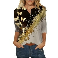 Ženski odobrenje ispod $ Lenago Plus veličine Ženski ljetni vrhovi cvjetni rukav s print V-izrezom labavi fit casual osnovne vrhove TEES Bluze