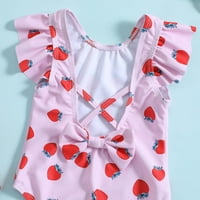 Djevojke plivaju odijelo sa suknjem Ljetne djevojke za djevojčice Ruffles Jawberry Prints kupaći kostimi