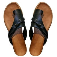 Cuoff Womens Sandals casual niske pete okrugli nožni flip flops modne i cipele sandale crne
