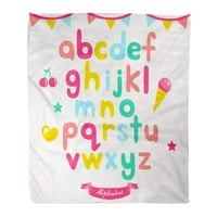 Flannel baca pokrivač ABC šarene djece crtani abeceda slova karaktera dječji isječak mekan za kauč na