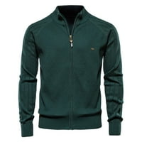FLWITLYH jakne za muškarce 3xl kardigan muški casual patentni zatvarač Čvrsta boja jacquard topli džemper