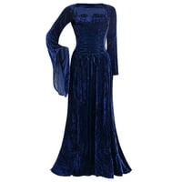 Yotyukeb Haljine za žene Kvadratni izrez duge haljine Vintage dugih rukava Duljina duljine Elegantna