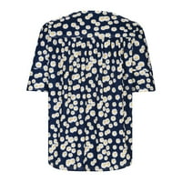 Uorcsa svestrana ljetna kontrastna boja V-izrez otiskanje kratkih rukava rever majica mornarica