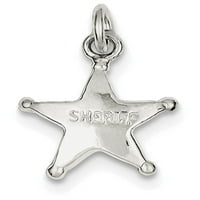 Sterling srebrni čvrsti polirani šerife značke šarm privjesak ogrlica nakita pokloni za žene