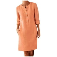 Žene Čvrsti V-izrez Shift Dužina koljena Dužina modne rukave Ljetna haljina narančasta