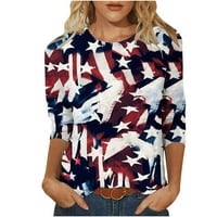 PBNBP majice za žene za žene 4. jula Tie Dye USA zastava Crewneck Ljetne casual basy bluze Ženske patriotske