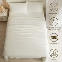Troje tromjesečje set navoja set navoju set čvrsto - - Hotel luksuzni posteljini za krevet - 15 Duboki džepovi Easy Fit - prozračne i rashladne listove