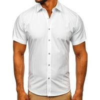 Muns Casual-Down majice, ljetne moderske haljine, lagane bluze za plažu, modni čvrsti ovratnik kratkih rukava majica majica bijela XL