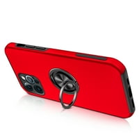 Za Apple iPhone hibridni stupnjeva za nošenje nevidljivih prstenasti držač za držač stabljika magnetskog automobila otporan na udarce, XPM telefon [crveno]