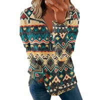 Ženska casual rever patipp V izrez pulover dugih rukava labav meki vrhovi Tunički slatki pad izlaze iz dukseve dukserice