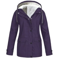 Miayilima Purple XXL ženski kaputi Čvrsta plišana jakna za zgušnjavanje na otvorenom plus veličine kapuljača