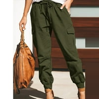 Ženske traperice plus veličine Hlače za čišćenje ljetni modni ženski plus veličine crtež casual čvrsti elastični džep struika labave hlače vojska zelena