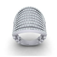 3CTW okrugli rez dijamantski fantastični široki višeredni vjenčani prsten za svadbeni godišnjica, čvrsta