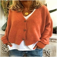 Žensko dugme dole pleteni kardigan džemperi dugih rukava otvoreni prednji kaput od labavog pletenjaka