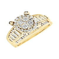 10k žuto zlato halo okruglo baguette dijamantni angažman vjenčani prsten