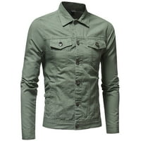 Cuoff Muški jesenski zimski gumb Čvrsta boja vintage traper jakna vrhova bluza