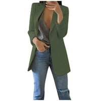 DTIDTPE zimski kaputi za žene Čvrsti otvoreni prednji džepovi Cardigan Formalno odijelo s dugim rukavima bluza za bluze Blazer jakne za žene vojske zelene boje