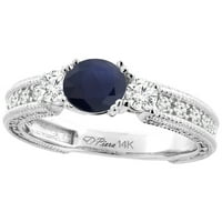 14k bijeli zlatni dijamant prirodni kvalitet plavi safir zaručnički prsten krug, veličine 5