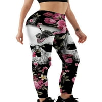 Voguele Dame Jeggings cvjetni print yoga hlače High struk gamaše trčanja Stretch dno crna ružičasta