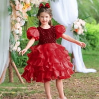 Dječja dječja dječja dječja haljina Proljeće Ljeto Print Ruffle s kratkim rukavima Princess Haljina
