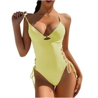 Ženska morska kupaćim kostima seksi špageta čipkasti čipke Crisscross Baveri kupaći kostimi kupaći kostim