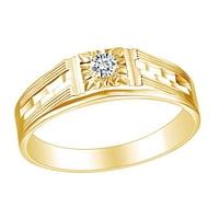 0. Prirodni dijamantski zaručnički prsten za muškarce 14K Čvrsto žuto zlatno prsten veličine-8