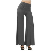 DUHLIFER široke noge joga hlače za žene slobodne udobne dukseve sa džepovima visoke struke Istepene hlače tamno siva m