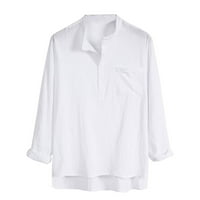 Miayilima Muška odjeća za zimsku odjeću Muška ležerna majica slim fit majica s dugim rukavima majica s majicom s džepom Muške košulje od rublja bijele 3xl