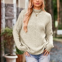 Buigttklop Nema granica Dukseri za žene Čišćenje Žene Ležerne prilike čvrste pletene labave dugih rukava u šupljini džemper
