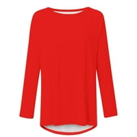 Ženski tunik na vrhu Ležerne prilike dugih rukava okrugli izrez Lagane čvrste labave fit majice