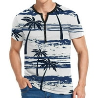 Muški ljetni casual tops Flag Wave WAVE tipka up V izrez kratkih rukava T majice Travel Work Work Beach Hawaii Tees