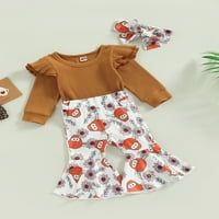 Mubineo Baby Girl Proljetne odjeće, dugi rukav ružica + kravlje hlače + set za glavu
