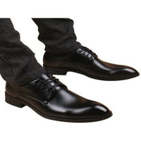 Oucaili muške haljine cipele šiljaste cipele cipele na prstiju udružene cipele u obliku Oxfords Lagani Formalni stanovi Poslovni sjajni crni, interni pojačanje 5.5