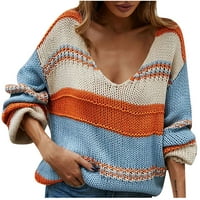 Ženske pad džempera za žene vruće prodaje čišćenje Ženski modni džemper kaput vrh V-izrez labav patchwork