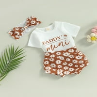 Novorođena dječja dječja djevojka ljeto odijela Tata slovo kratkih rukava majica Cvjetni bloaters Storys