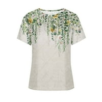 Cleariance Ležerne majice za žene, kratki rukav na vrhu ljetnog okruglog vrata modni cvjetni tiskani
