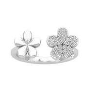 Araiya Sterling Silver Diamond dvostruki cvjetni prsten, veličina 10