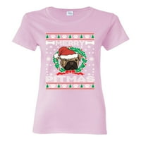 Divlji Bobby Merry Pitmas božićne žene grafički tee, svijetlo ružičasta, x-velika